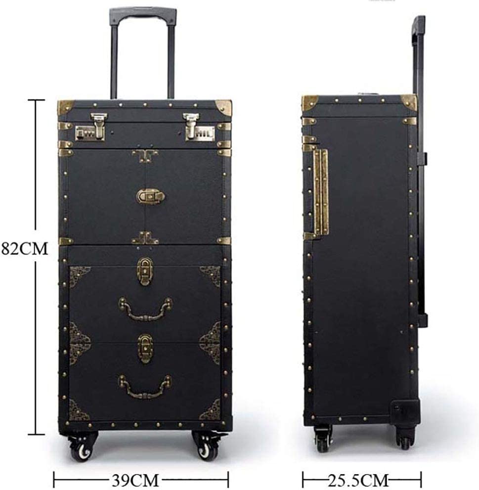 ASCASE Rolling Lockable Makeup Train Case Hairdressing Trolley Stylist Beauty Salon Cosmetic Luggage Travel Organizer Tool Box with Hair Dryer Holder - Image 6